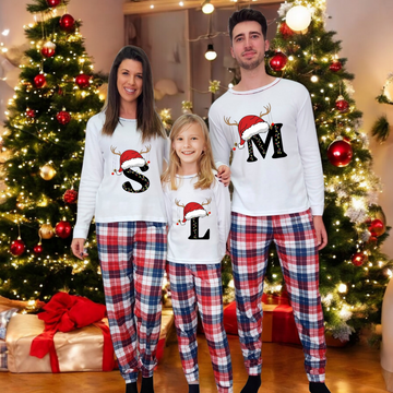 Pijama Iniciales Navidad blanco