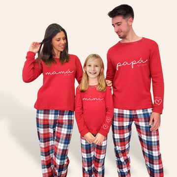 Pijama familia camiseta roja Papa-Mama Mini Cuore