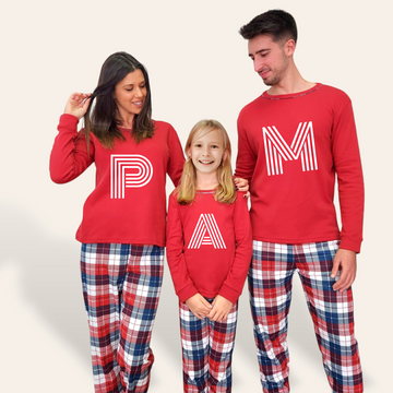 Pijama Iniciales Retro rojo