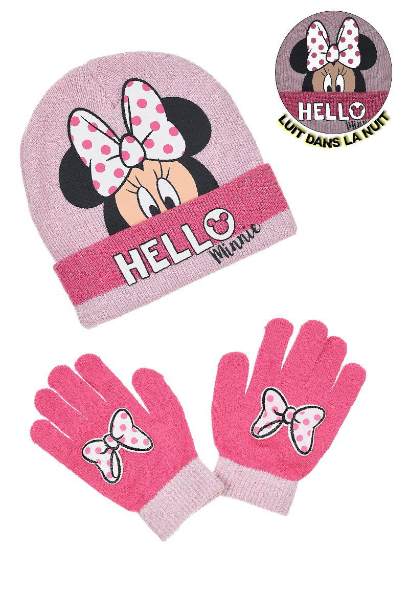 Conjunto Minnie lazo gorro y guantes