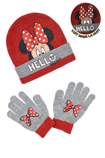 Conjunto Minnie lazo gorro y guantes