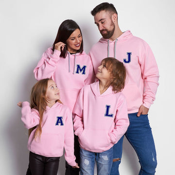 Sudadera iniciales premium rosa mini capucha