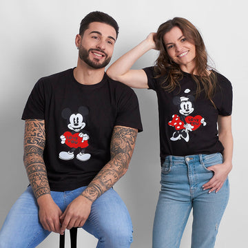 Camiseta Mickey & Minnie Love you heart