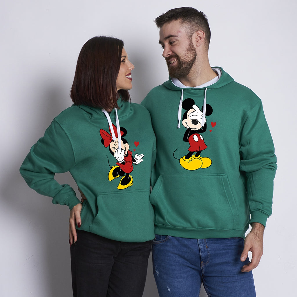 Sudadera premium Shy Mickey & Minnie hearts bicolor