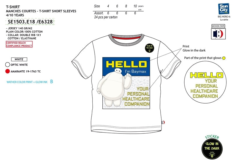 Camiseta Big Hero blanca Hello