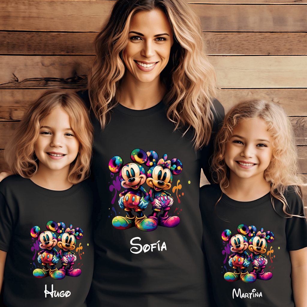 Camiseta Mickey-Minnie Graffiti Personalizada