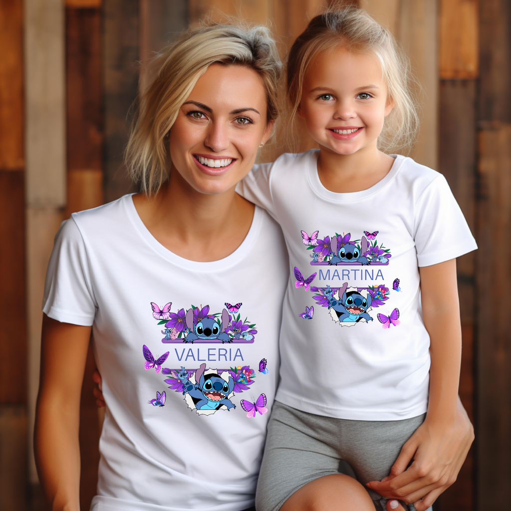 Camiseta Stitch Mariposas Personalizada