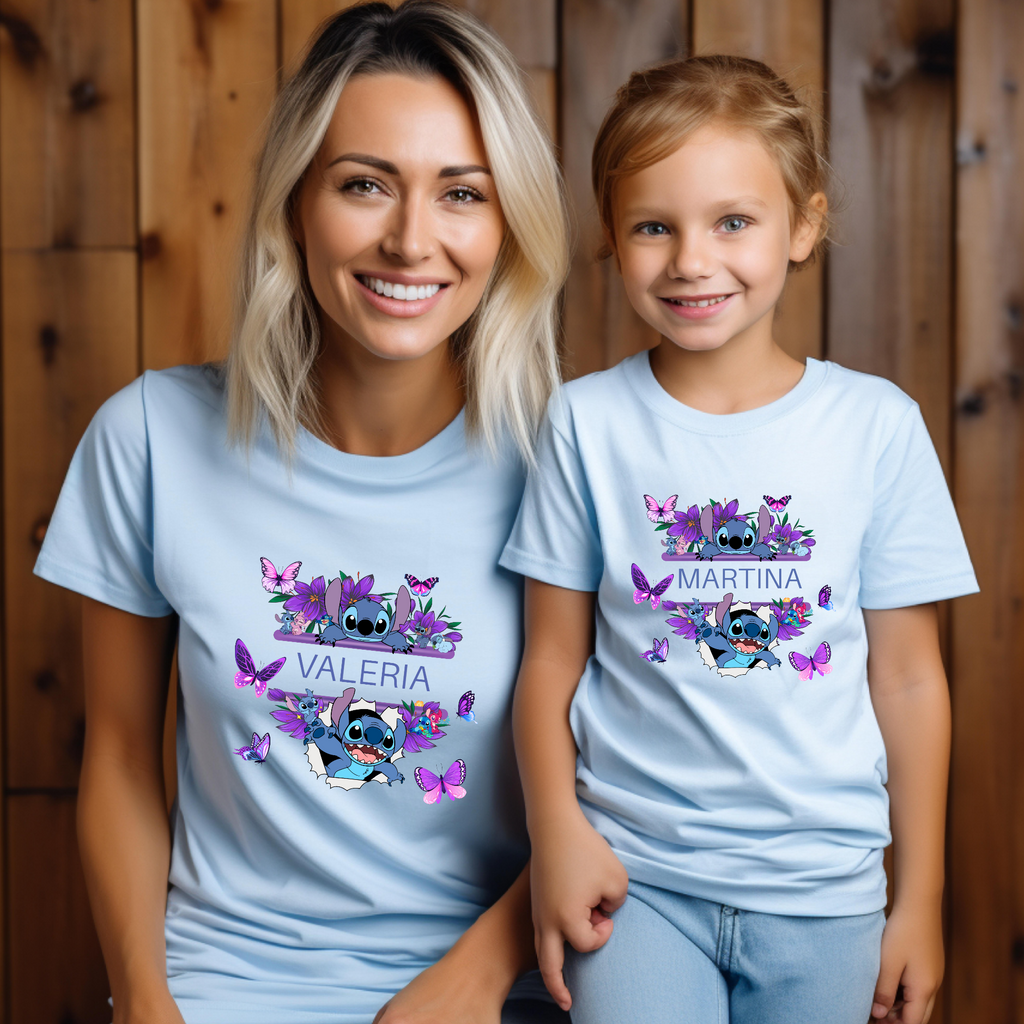 Camiseta Stitch Mariposas Personalizada