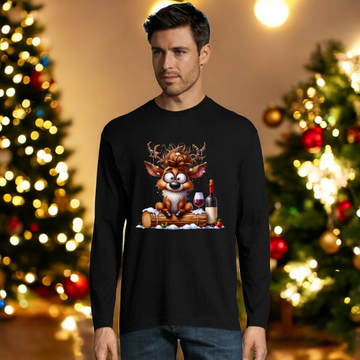 Camiseta Reno navidad vino manga larga