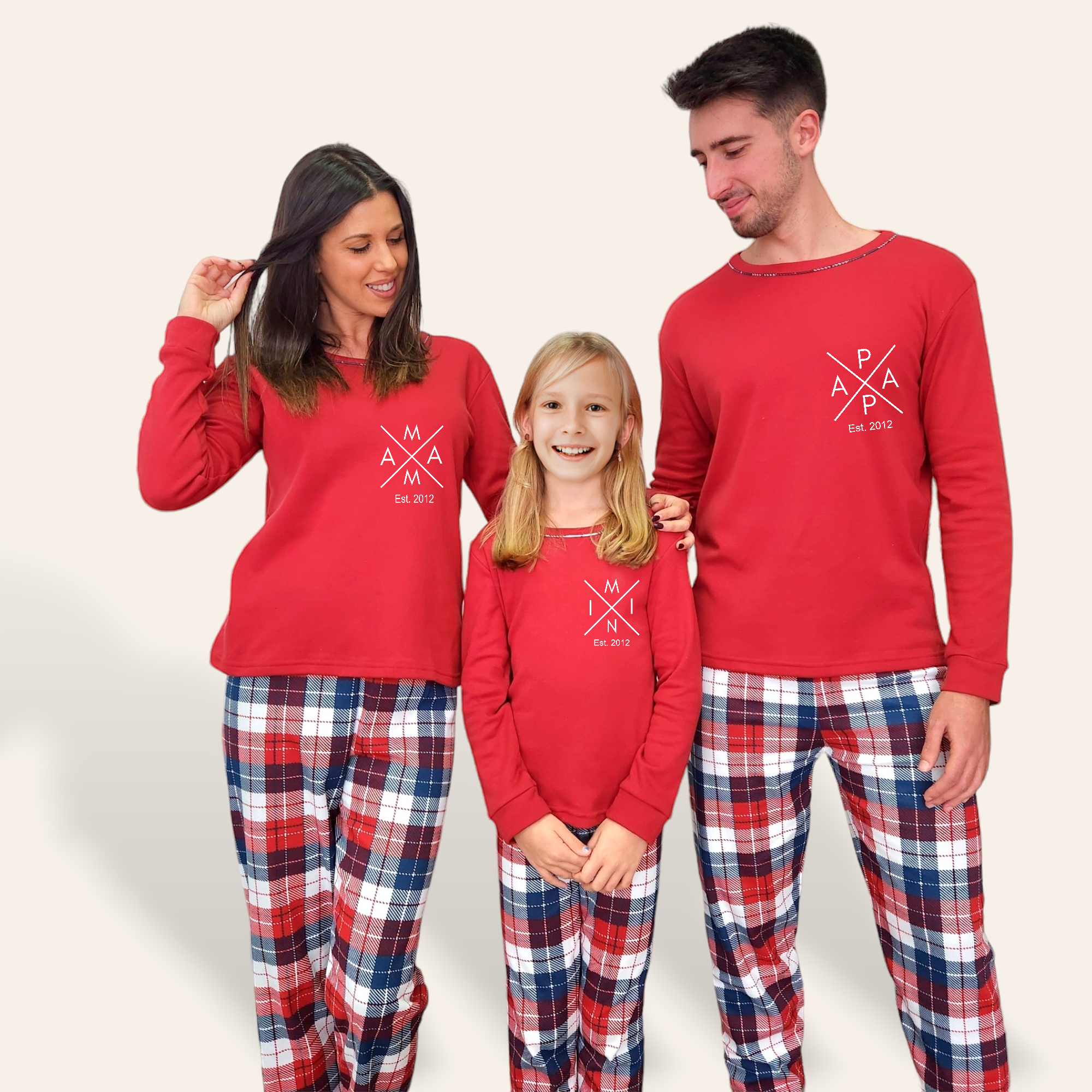 Pijama familia camiseta roja Mama-Papa X Mini