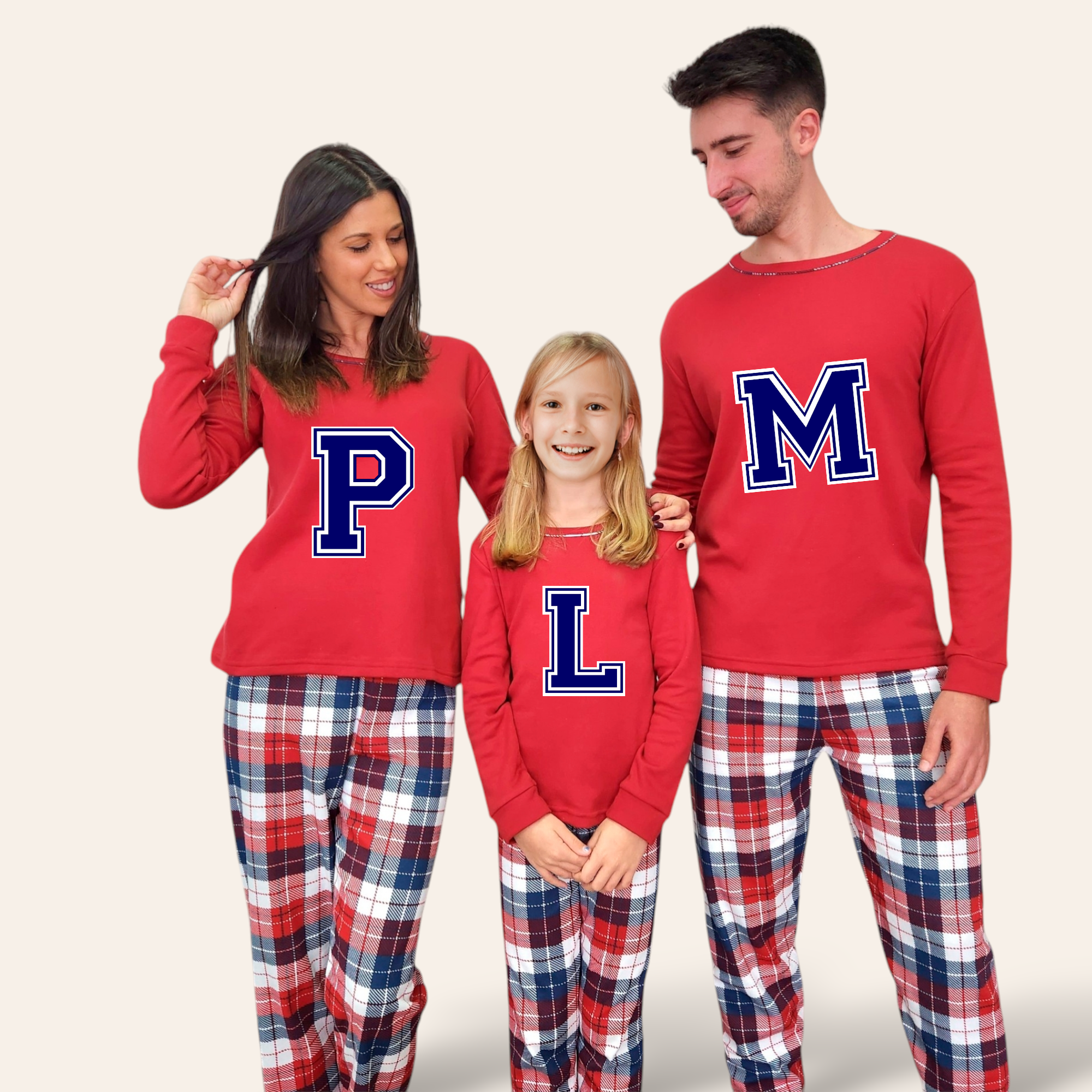 Pijama Personalizable camiseta roja para toda la familia