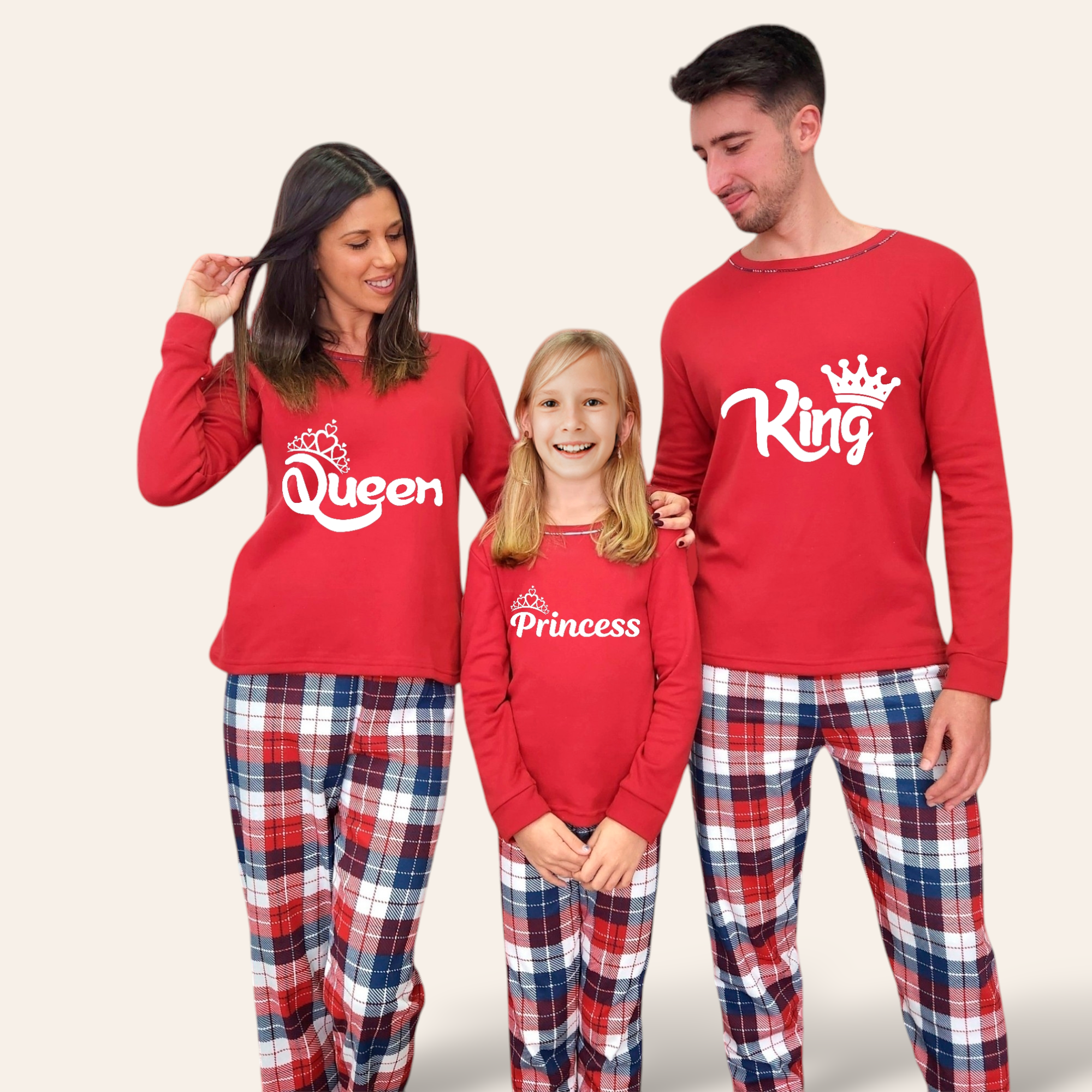 Pijama familia camiseta roja Corona King-Queen-Prince-Princess